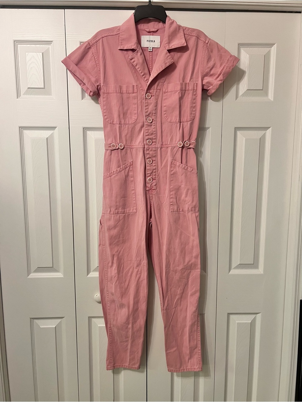 Pistola Grover Field Suit Short Sleeve Utility Jumpsuit Pink Flamingo Size XS - Picture 2 of 16